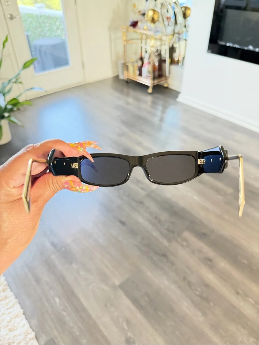 Fendi Black and Gold Logo Shield Sunglasses